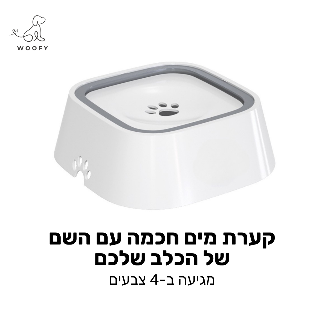 קערת מים חכמה עם השם של הכלב שלכם