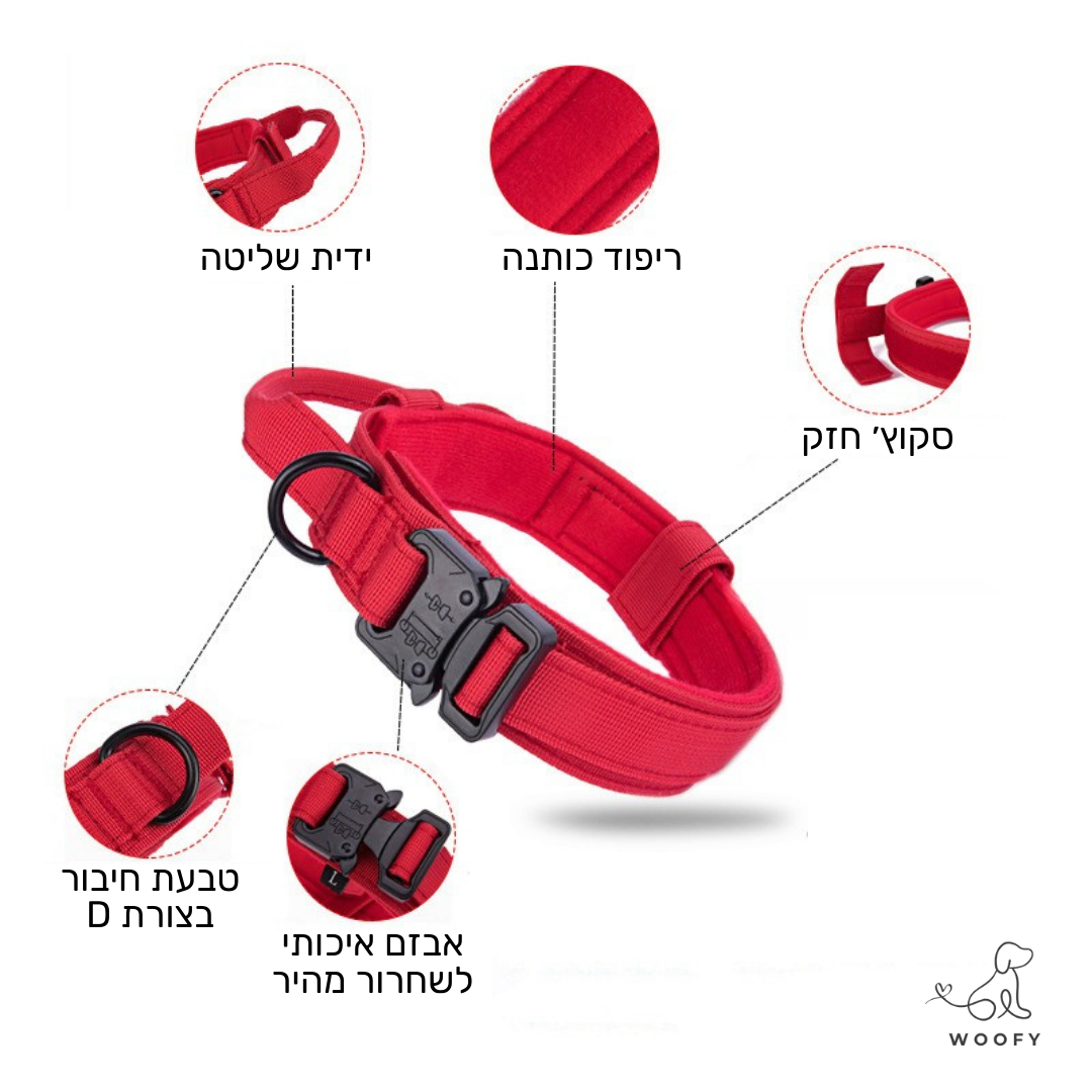 סט קולר ורצועה טקטית לעבודה - כלב גדול בלבד